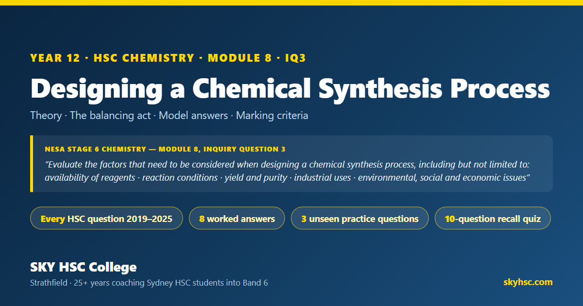 HSC Chemistry Module 8: Designing a Chemical Synthesis Process — The Complete Exam Guide - HSC study tips and tutoring insights from SKY HSC College